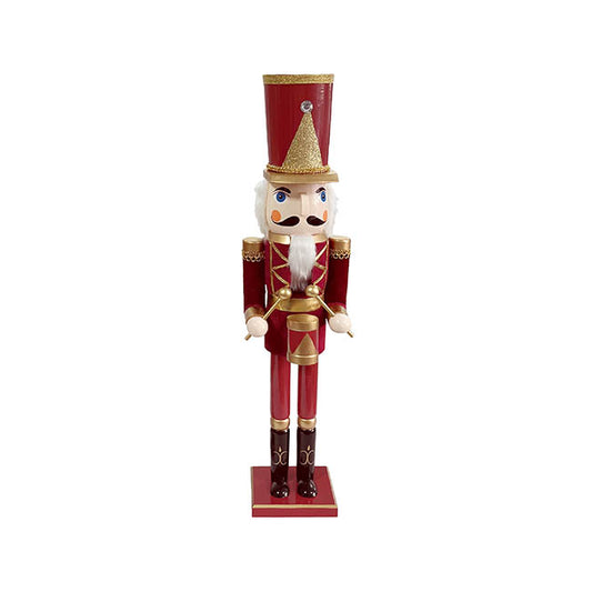 Traditional Nutcracker w Drum Dark Red (38cmH)