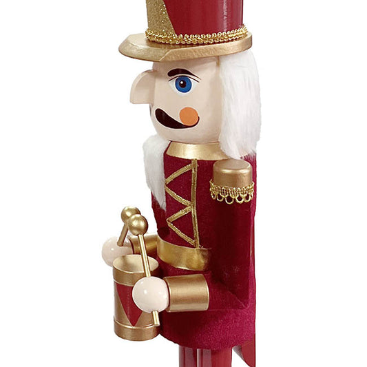 Traditional Nutcracker w Drum Dark Red (38cmH)