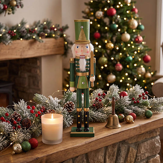 Wooden Nutcracker w Sword Green (38cmH)