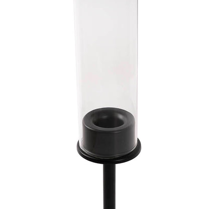 Glass Sleeve Single Taper Candle Holder Stand Black (50cmH)