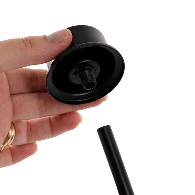 Glass Sleeve Single Taper Candle Holder Stand Black (50cmH)