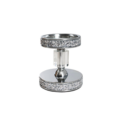 Glass Sleeve Pillar Candle Holder Stand Silver (26cmH)