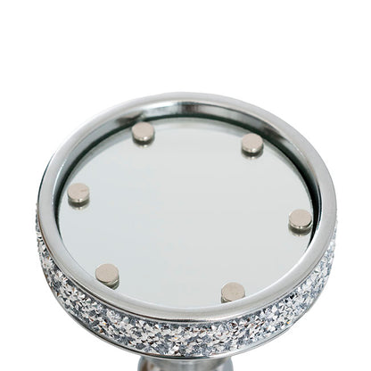 Glass Sleeve Pillar Candle Holder Stand Silver (32cmH)