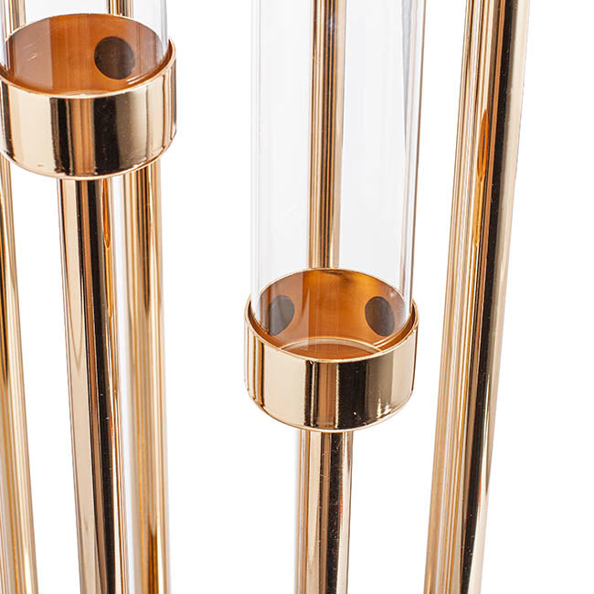 Metal Spiral Candelabra 6 Glass Candle Holder Gold (118cmH)