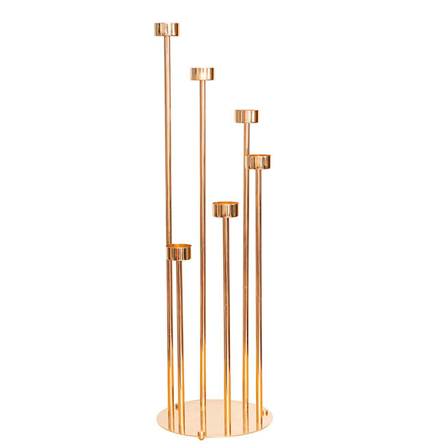 Metal Spiral Candelabra 6 Glass Candle Holder Gold (118cmH)