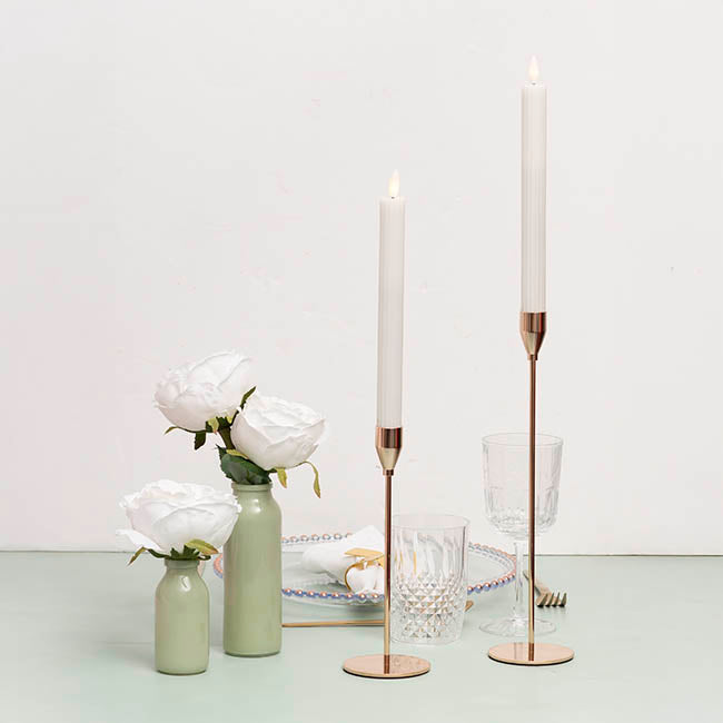 Single Metal Taper Candle Holder Gold (8x32.5cmH)