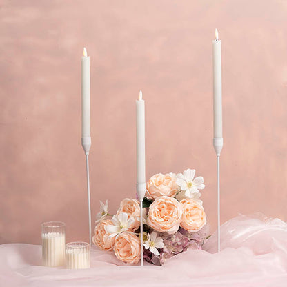 Single Metal Taper Candle Holder White (8x32.5cmH)