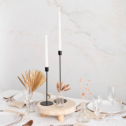 Single Metal Taper Candle Holders Black (8.8x25cmH)