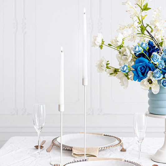 Single Metal Taper Candle Holders White (8.8x25cmH)