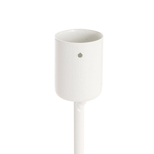 Single Metal Taper Candle Holders White (8.8x25cmH)