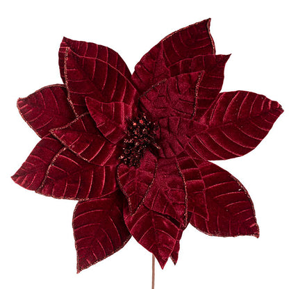 Velvet Poinsettia Stem Burgundy (34cmDx50cmH)