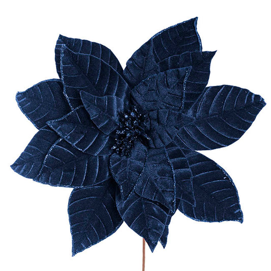 Velvet Poinsettia Stem Navy (34cmDx50cmH)