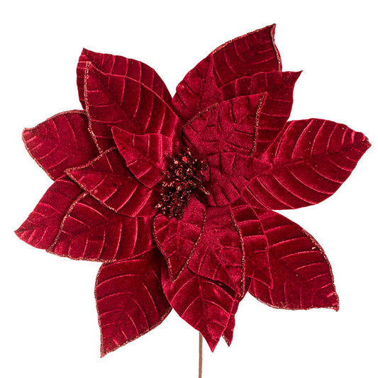 Velvet Poinsettia Stem Red (34cmDx50cmH)