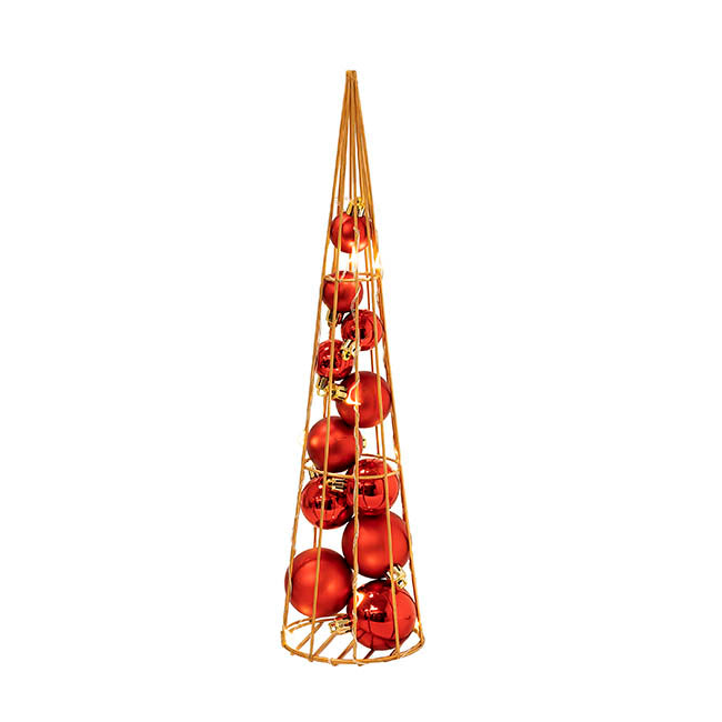 Metal Bauble Table Top Tree LED Dark Red (10x40cmH)