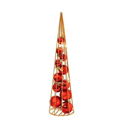 Metal Bauble Table Top Tree LED Dark Red (10x40cmH)