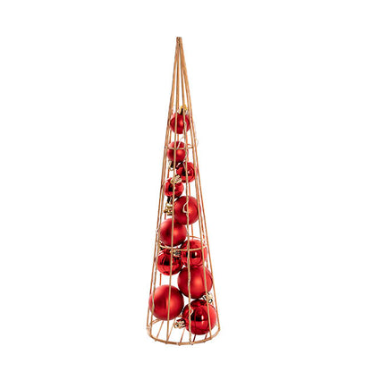 Metal Bauble Table Top Tree LED Dark Red (10x40cmH)