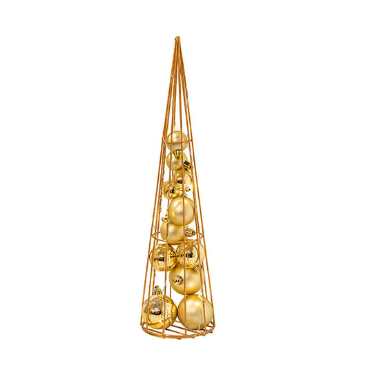 Metal Bauble Table Top Tree LED Champagne Gold (40cmH)