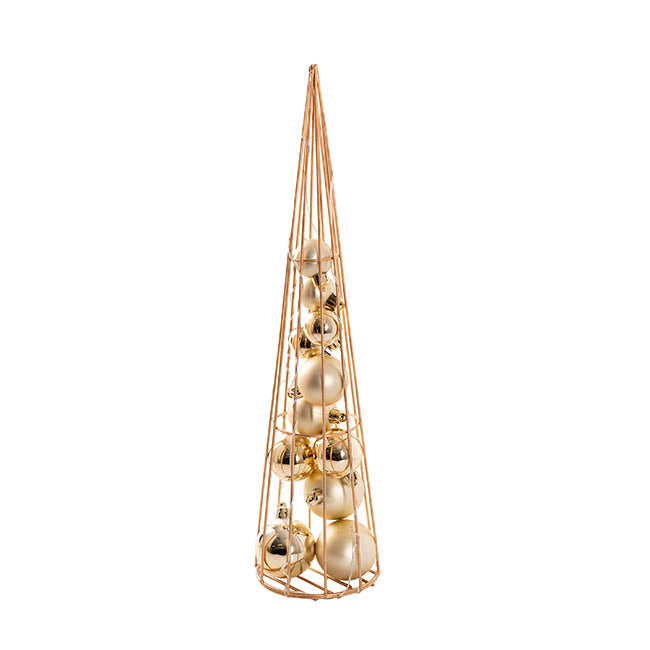 Metal Bauble Table Top Tree LED Champagne Gold (40cmH)