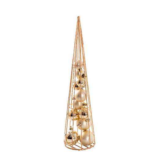 Metal Bauble Table Top Tree LED Champagne Gold (40cmH)