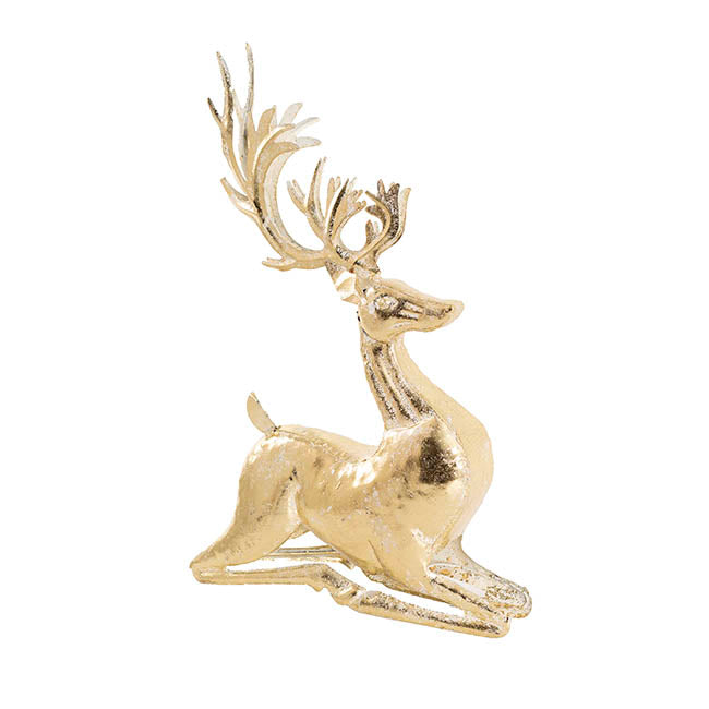 Sitting Reindeer Metal Gold (27x40cmH)
