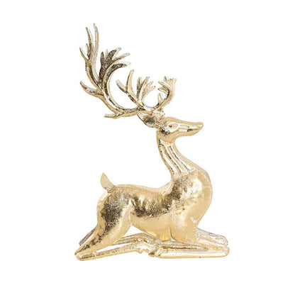 Sitting Reindeer Metal Gold (27x40cmH)