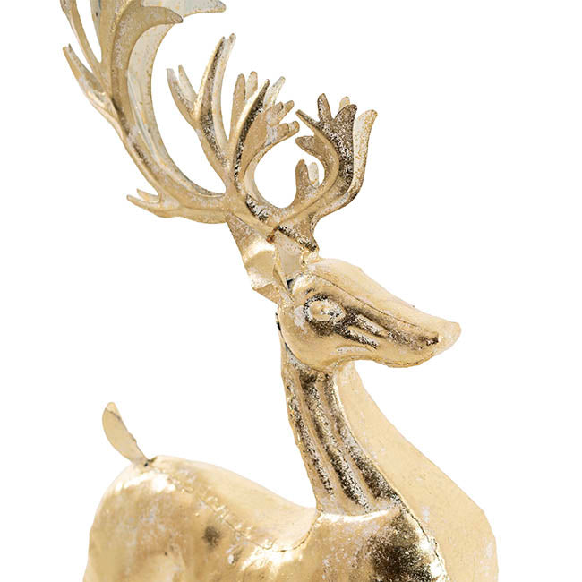 Sitting Reindeer Metal Gold (27x40cmH)