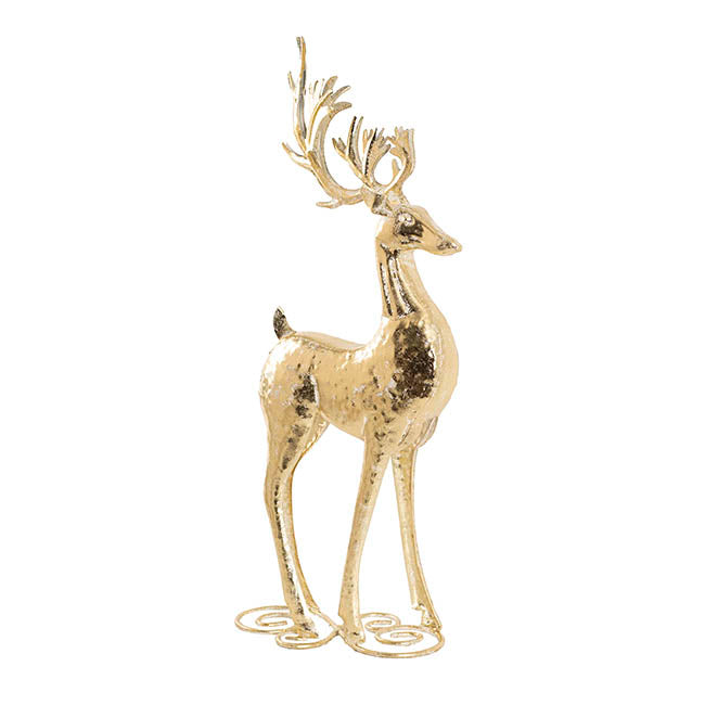 Standing Reindeer Metal Gold (27x10x54cmH)