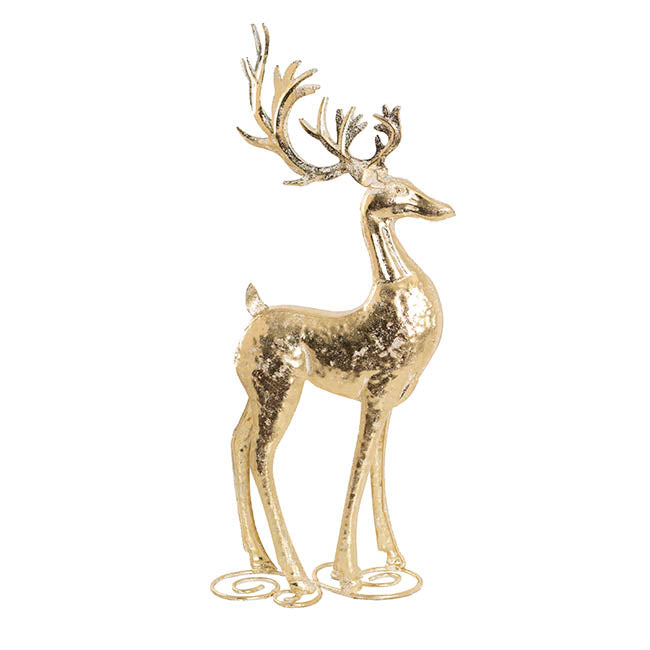Standing Reindeer Metal Gold (27x10x54cmH)
