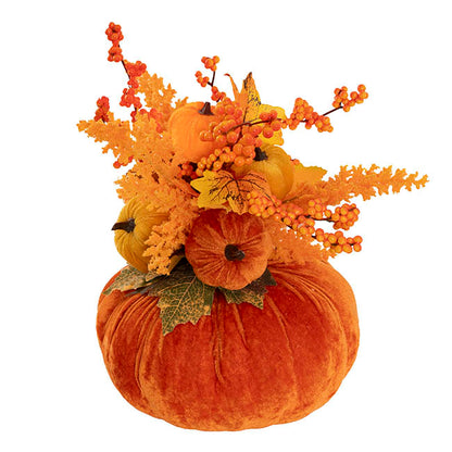 Decorative Velvet Pumpkin Ornament Orange (32cmH)