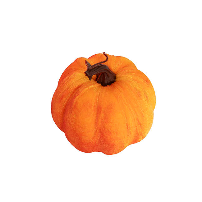 Decorative Velvet Pumpkins Pack 3 Orange (10cmH)