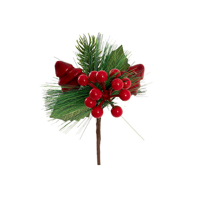 Berry Tree Pine Picks Pack 4 Red (17cmH)