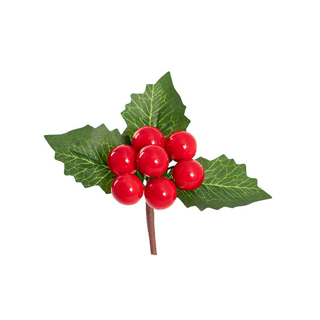 Holly Berry Picks Pack 6 Red (10cmH)