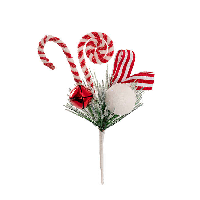 Candy Cane Bell Picks Pack 4 Red (25cmH)