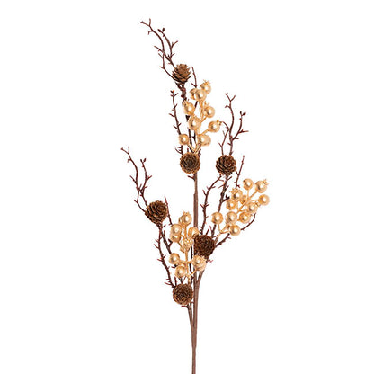 Artificial Pinecone Berry Twig Spray Gold (73cmH)