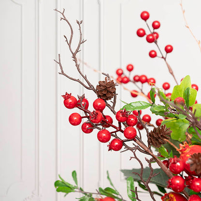 Artificial Pinecone Berry Twig Spray Red (73cmH)