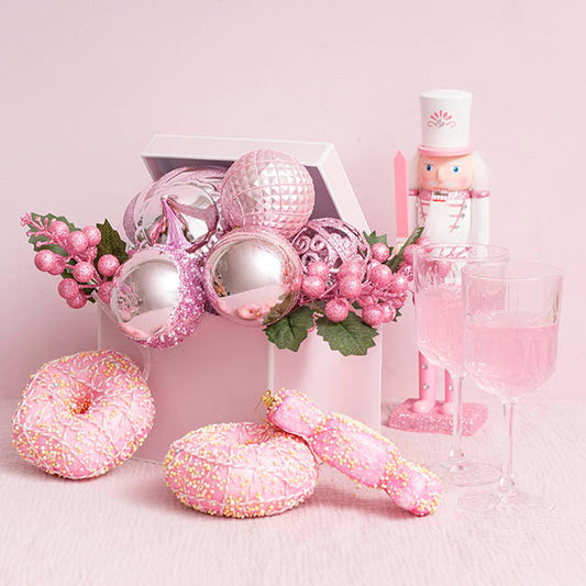 Berry Cluster Picks Pack 6 Glitter Pink (22cmH)