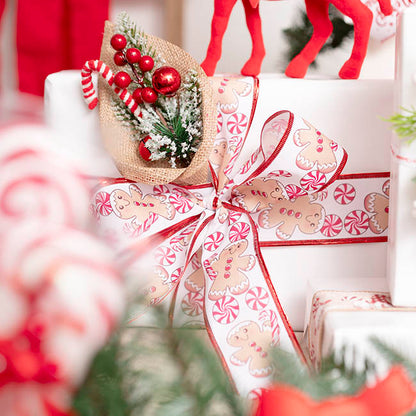 Bell Berry & Pine Burlap Pick Pack 3 Red (26cmH)