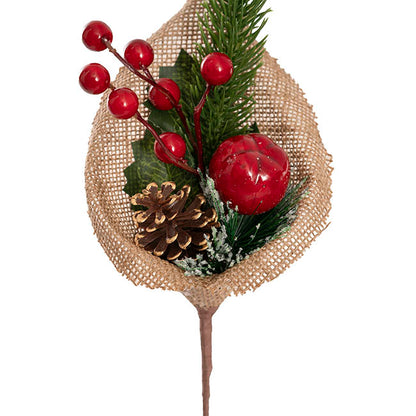 Apple Berry & Pinecone Burlap Pick Pack 3 Red (26cmH)