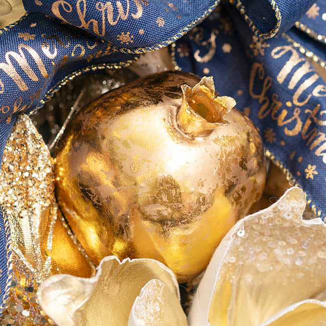 Hanging Pomegranate Pack 2 Metallic Gold (8cmD)