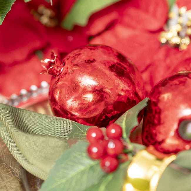 Hanging Pomegranate Pack 2 Metallic Red (8cmD)