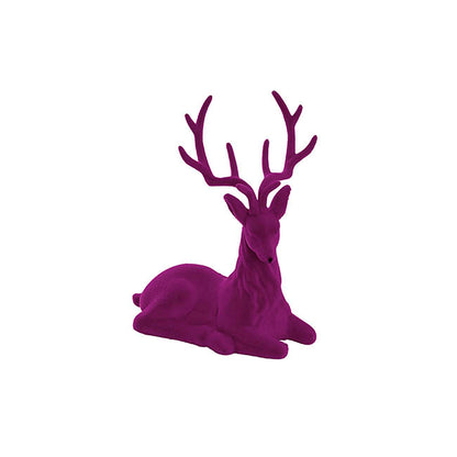 Sitting Flocked Reindeer Plum (18x25cmH)
