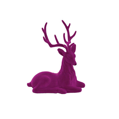 Sitting Flocked Reindeer Plum (18x25cmH)