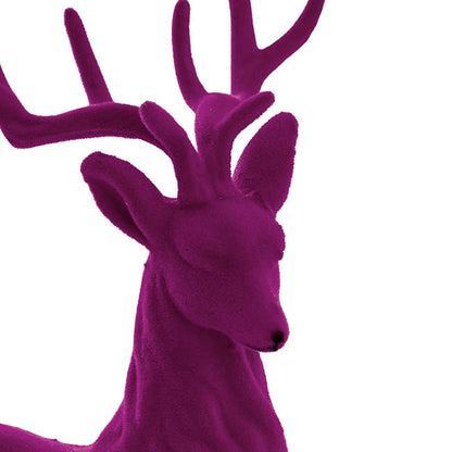 Sitting Flocked Reindeer Plum (18x25cmH)