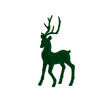 Standing Flocked Reindeer Dark Green (37cmH)