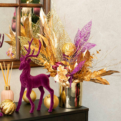 Standing Flocked Reindeer Plum (37cmH)