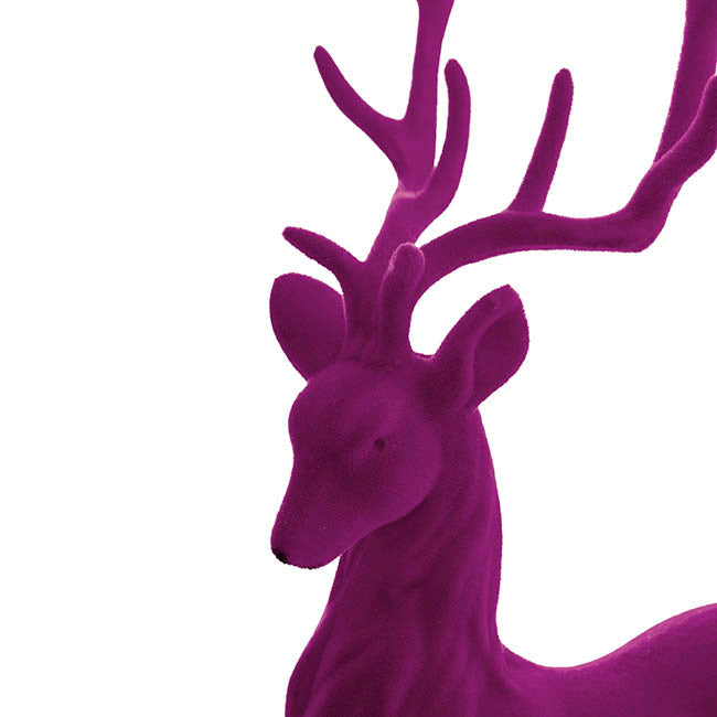 Standing Flocked Reindeer Plum (37cmH)