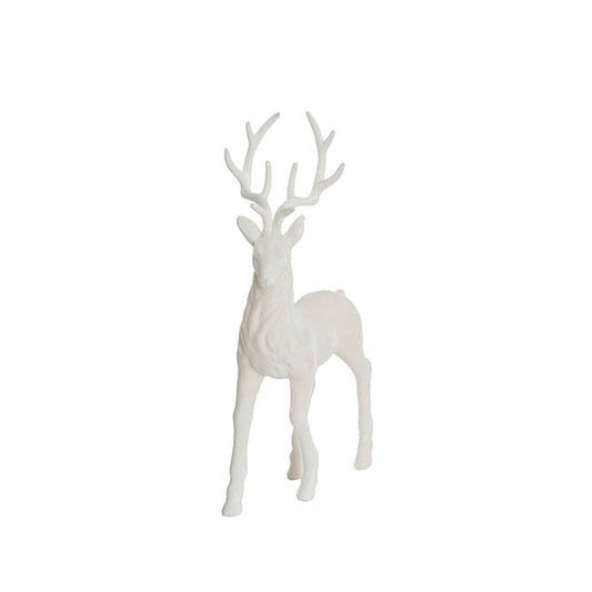 Standing Flocked Reindeer White (37cmH)