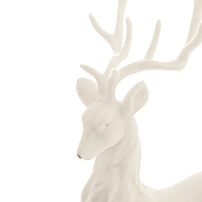 Standing Flocked Reindeer White (37cmH)