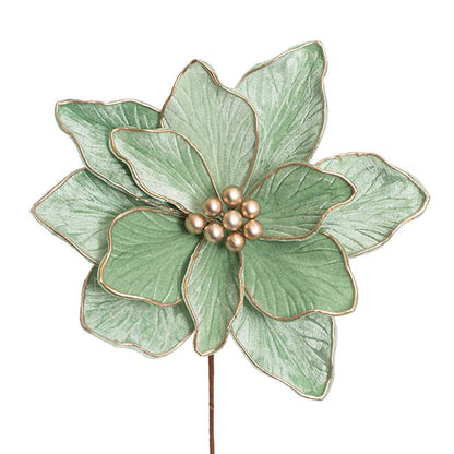 Velvet Poinsettia Stem Soft Green (30cmDx30cmH)