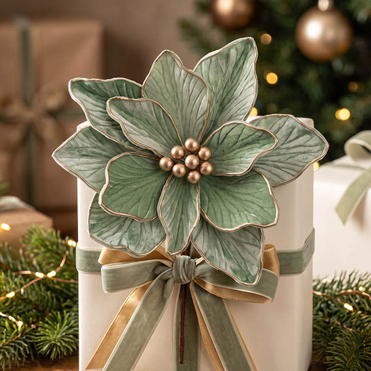 Velvet Poinsettia Stem Soft Green (30cmDx30cmH)